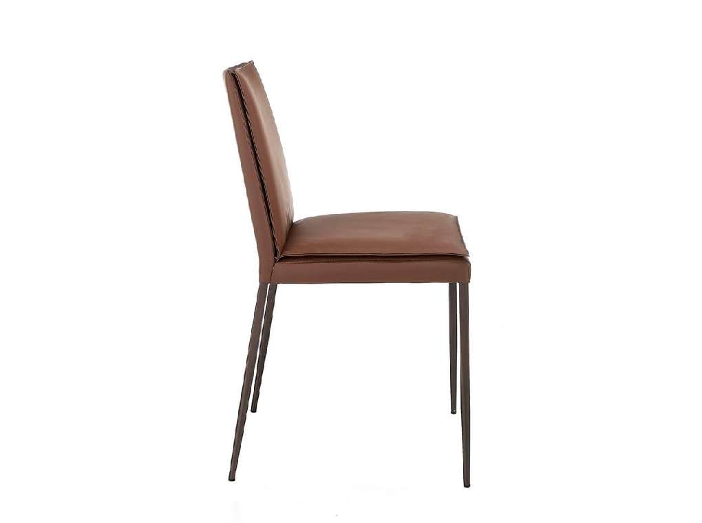 Chair upholstered in leatherette with legs in brown epoxy Chair upholstered in leatherette with legs in brown epoxy