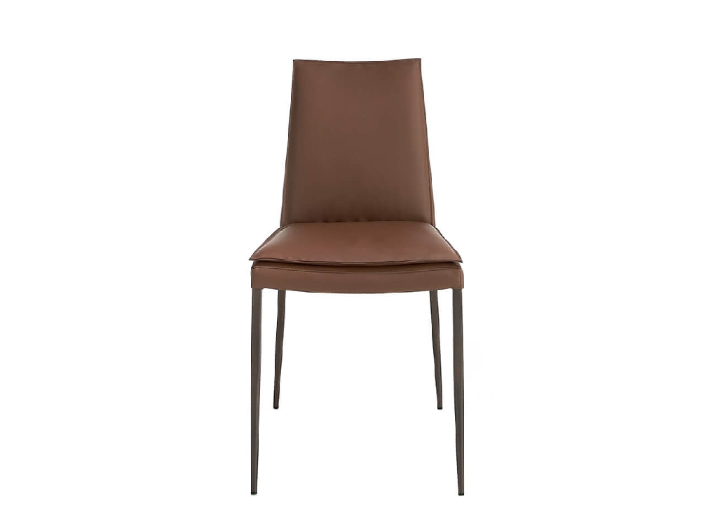 Chair upholstered in leatherette with legs in brown epoxy Chair upholstered in leatherette with legs in brown epoxy