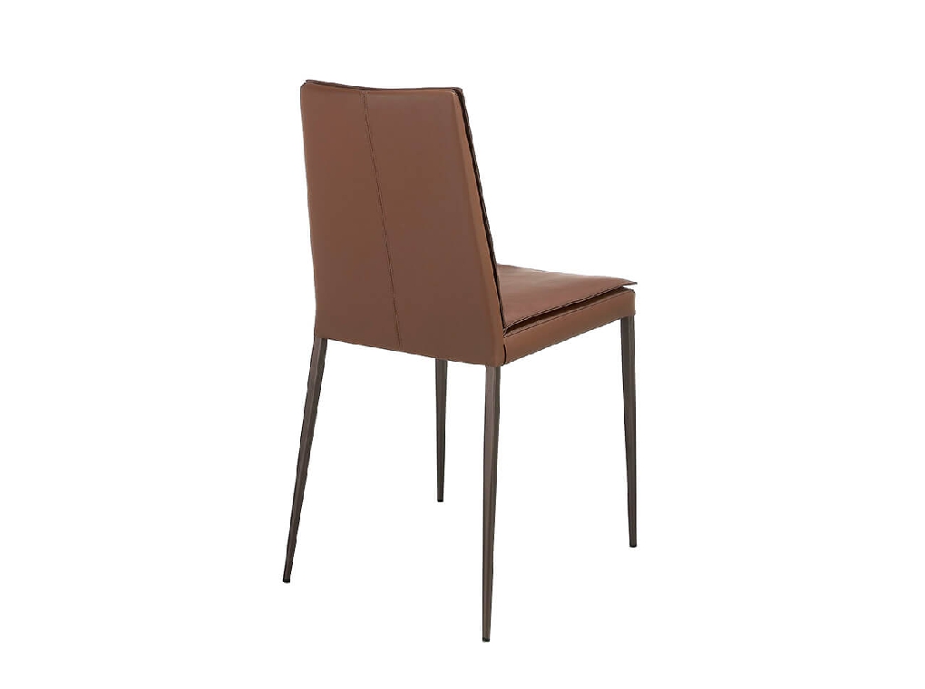 Chair upholstered in leatherette with legs in brown epoxy Chair upholstered in leatherette with legs in brown epoxy
