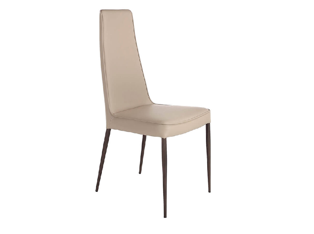 Chair upholstered in leatherette and legs in brown epoxy Chair upholstered in leatherette and legs in brown epoxy