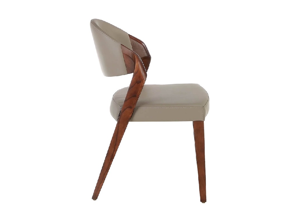 Chair upholstered in leatherette with Walnut colored wooden structure Chair upholstered in leatherette with Walnut colored wooden structure