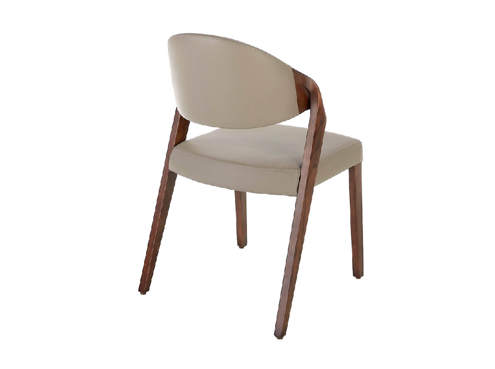 Chair upholstered in leatherette with Walnut colored wooden structure Chair upholstered in leatherette with Walnut colored wooden structure