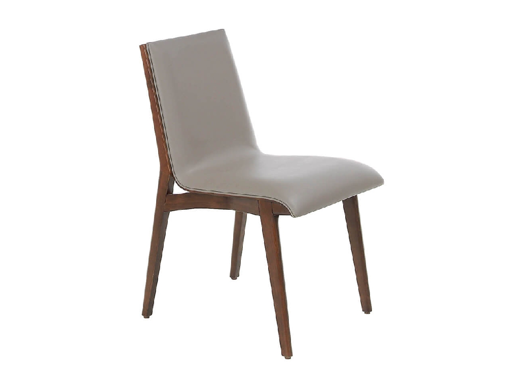 Chaise rembourrée en similicuir avec structure en bois couleur noyer