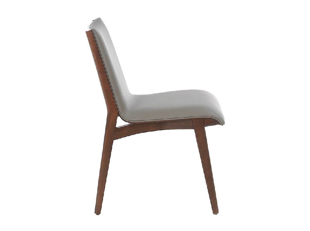 Chair upholstered in leatherette with Walnut colored wooden structure