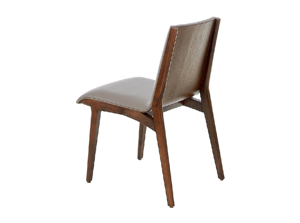 Chair upholstered in leatherette with Walnut colored wooden structure