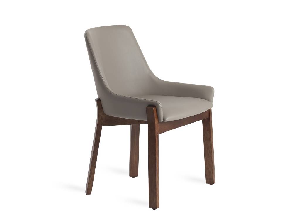 Upholstered chair in walnut veneered wood Upholstered chair in walnut veneered wood