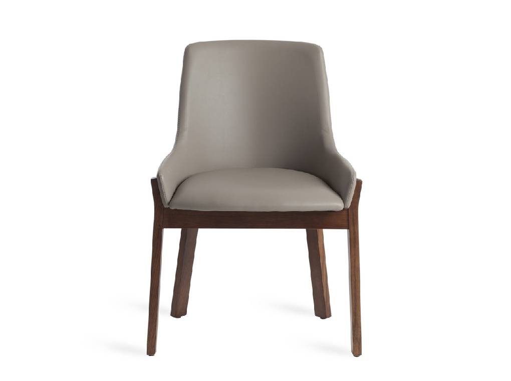 Upholstered chair in walnut veneered wood Upholstered chair in walnut veneered wood