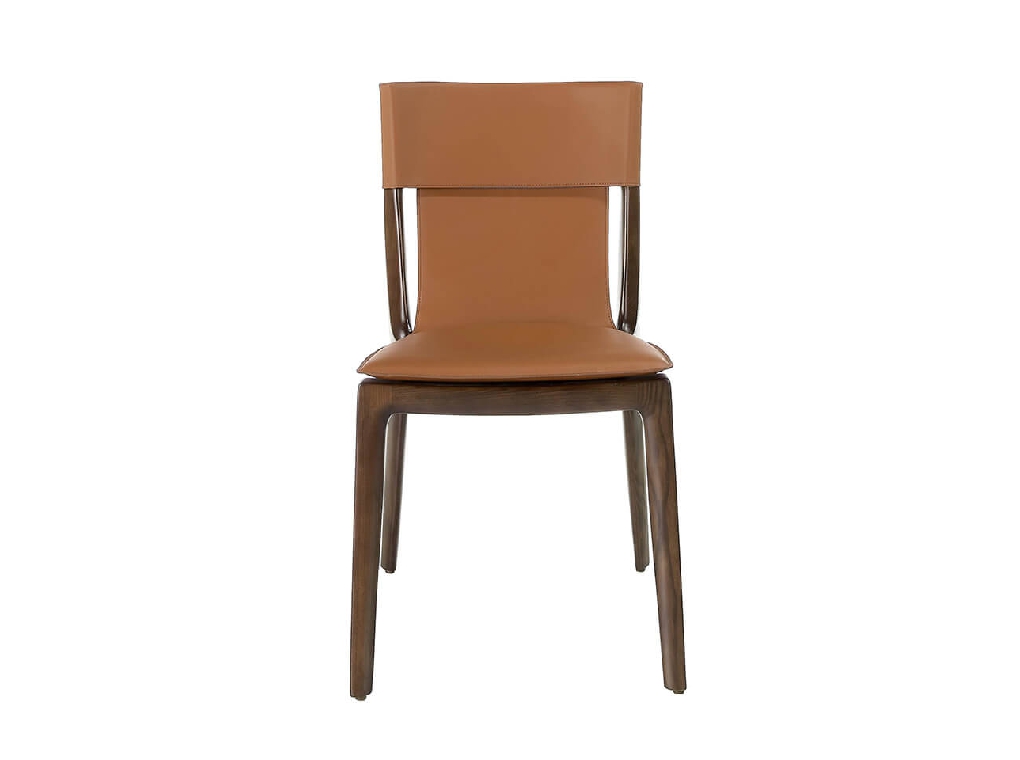 Chair upholstered in leather with structure in ash wood Chair upholstered in leather with structure in ash wood