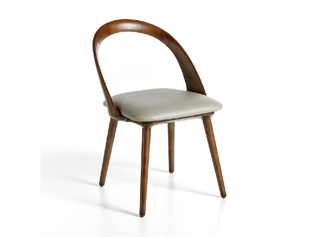 Upholstered chair in walnut veneered wood Upholstered chair in walnut veneered wood