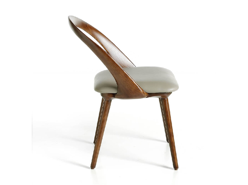 Upholstered chair in walnut veneered wood Upholstered chair in walnut veneered wood