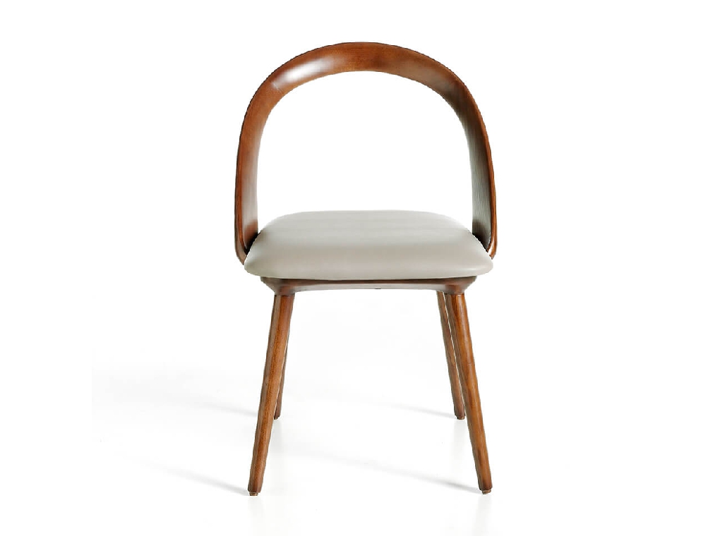 Upholstered chair in walnut veneered wood Upholstered chair in walnut veneered wood