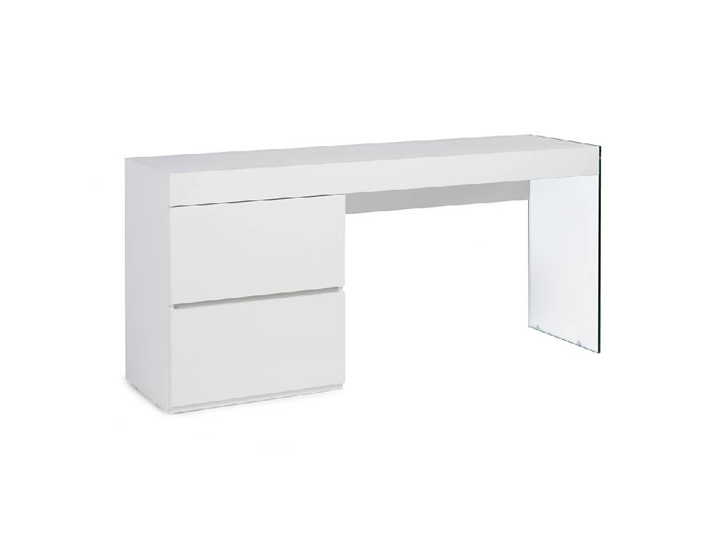 Lacquered Mdf desk with tempered glass side. Lacquered Mdf desk with tempered glass side.