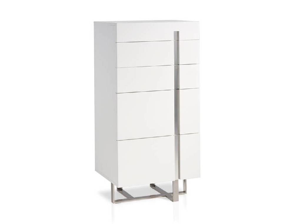 Chest of drawers in lacquered Mdf with stainless steel frame. Chest of drawers in lacquered Mdf with stainless steel frame.