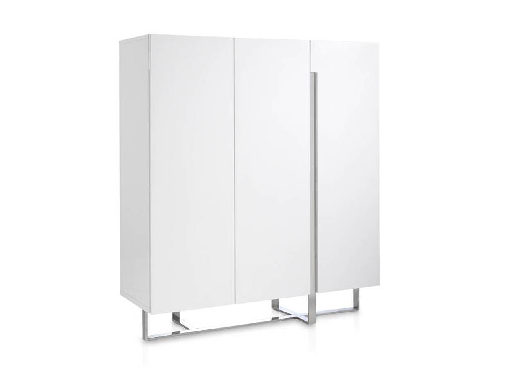 White wooden sideboard and chrome steel