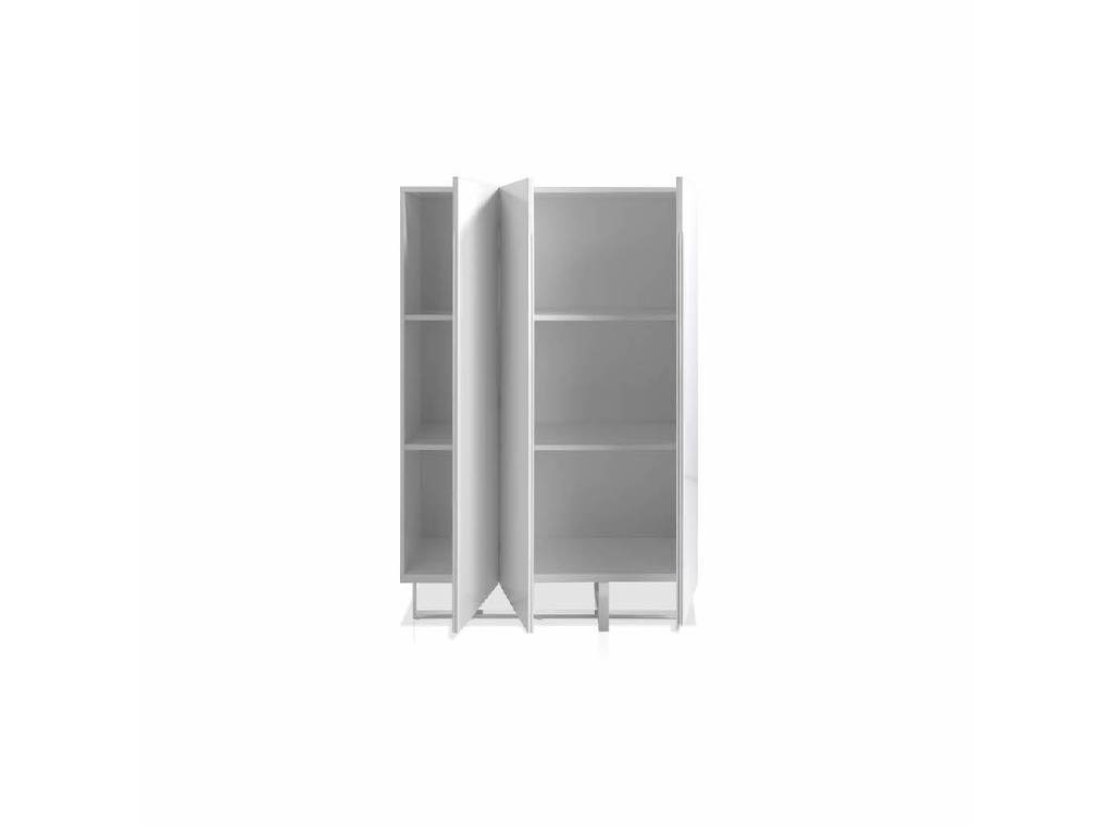 White wooden sideboard and chrome steel