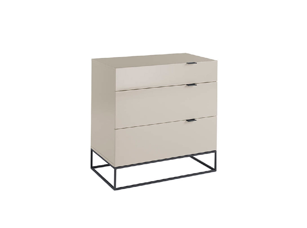 Chest of drawers in lacquered Mdf with black steel structure Chest of drawers in lacquered Mdf with black steel structure