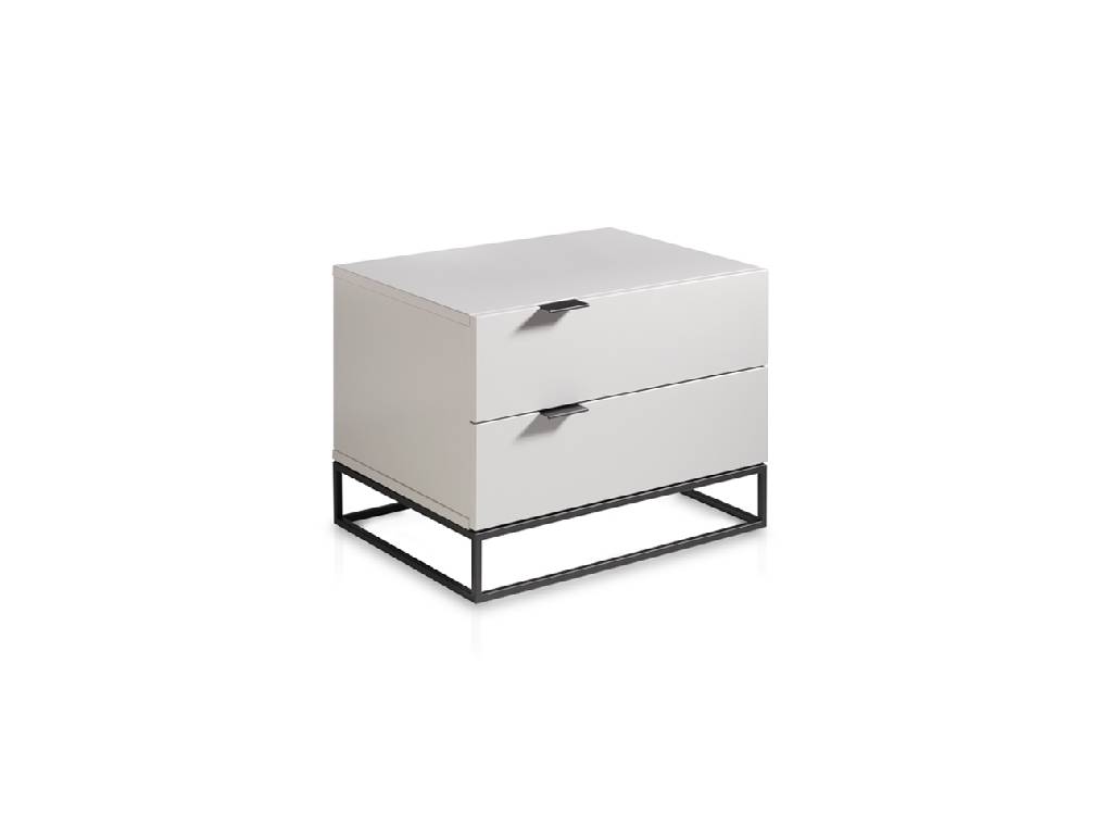 Night table in lacquered Mdf with black steel structure Night table in lacquered Mdf with black steel structure