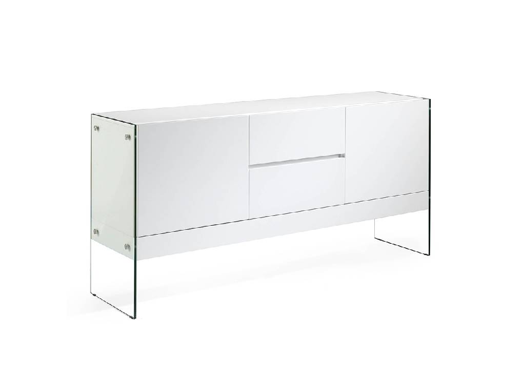Sideboard in lacquered MDF with tempered glass sides Sideboard in lacquered MDF with tempered glass sides