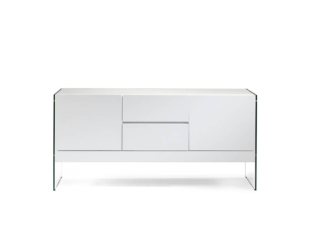 Sideboard in lacquered MDF with tempered glass sides Sideboard in lacquered MDF with tempered glass sides