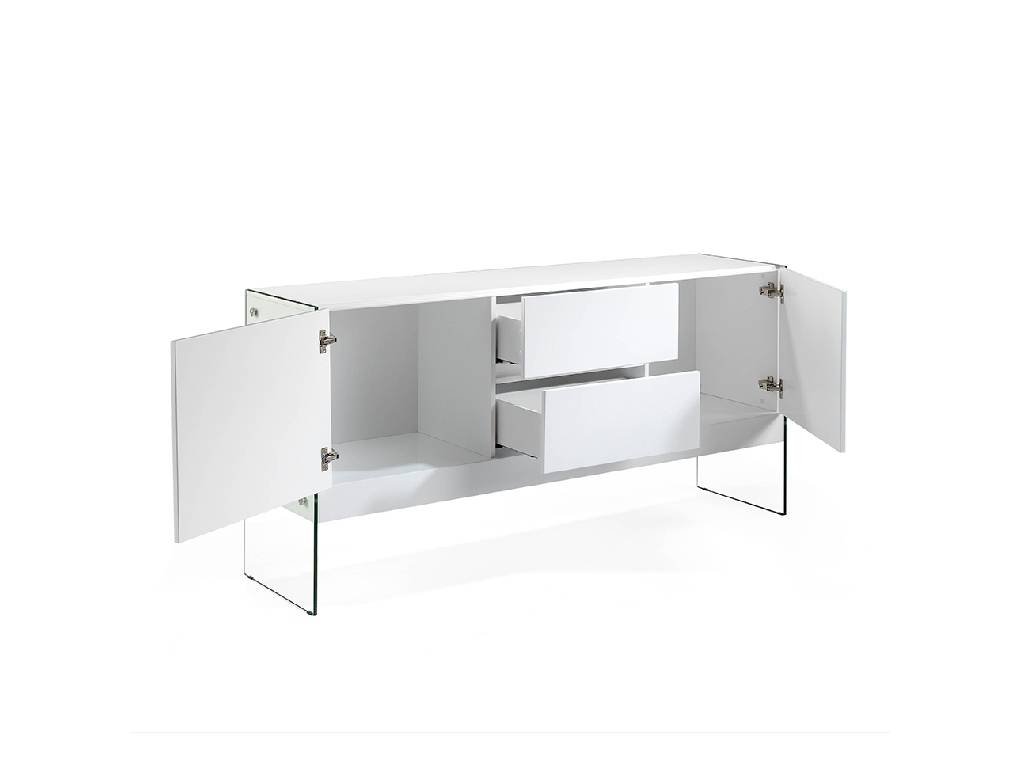 Sideboard in lacquered MDF with tempered glass sides Sideboard in lacquered MDF with tempered glass sides