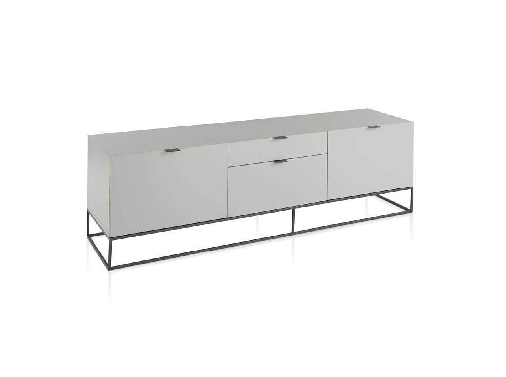 TV Unit in lacquered Mdf with black steel frame TV Unit in lacquered Mdf with black steel frame