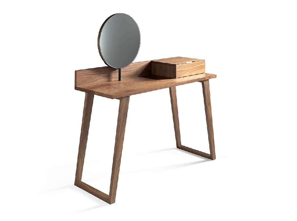 Walnut wood dressing table with swivel mirror Walnut wood dressing table with swivel mirror