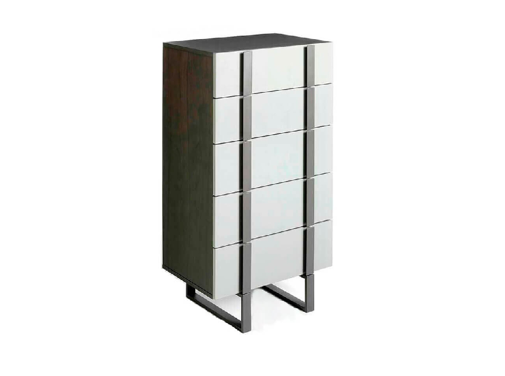 Chest of drawers in lacquered Mdf with Dark gray steel structure Chest of drawers in lacquered Mdf with Dark gray steel structure