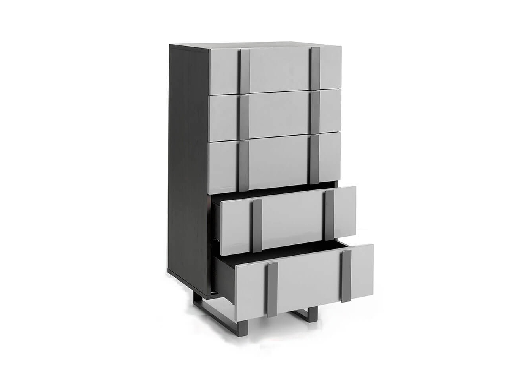 Chest of drawers in lacquered Mdf with Dark gray steel structure Chest of drawers in lacquered Mdf with Dark gray steel structure