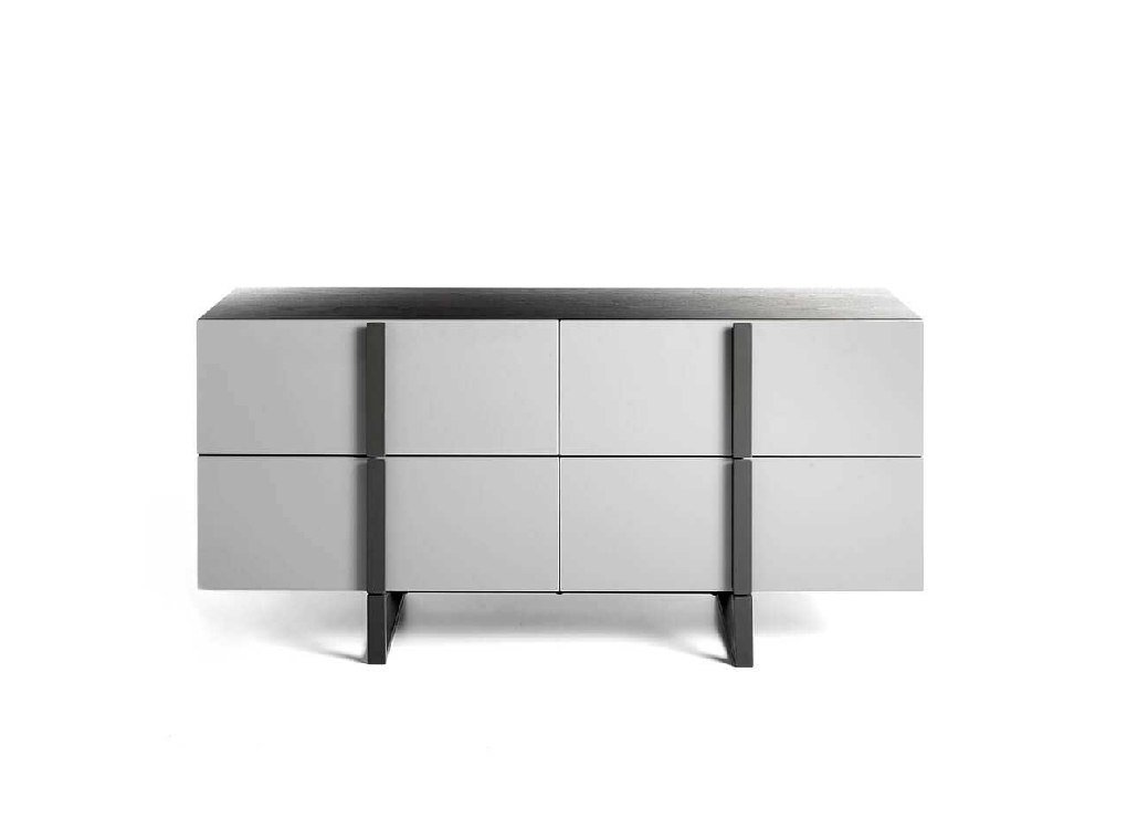 Four lacquered MDF drawers Sideboard with black steel structure Four lacquered MDF drawers Sideboard with black steel structure