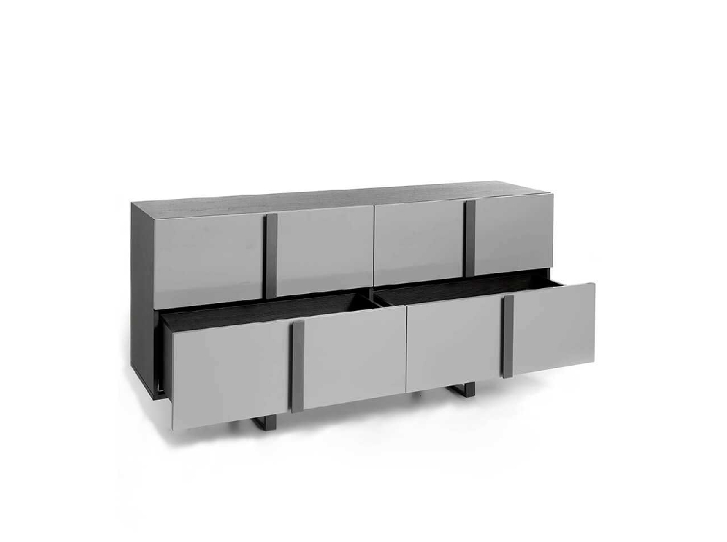 Four lacquered MDF drawers Sideboard with black steel structure Four lacquered MDF drawers Sideboard with black steel structure