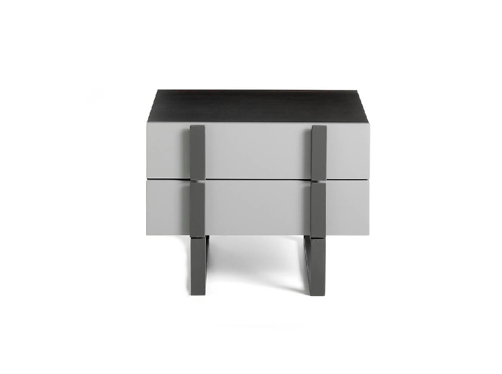 Lacquered bedside table with black steel structure Lacquered bedside table with black steel structure