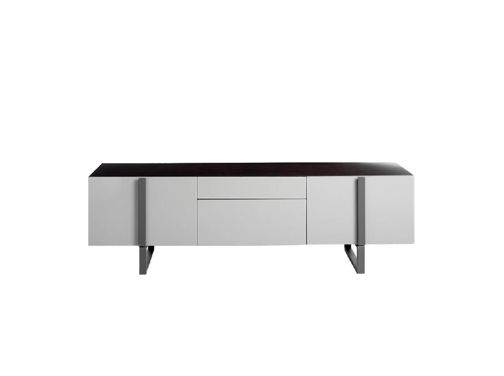TV Unit in lacquered Mdf with black steel frame TV Unit in lacquered Mdf with black steel frame