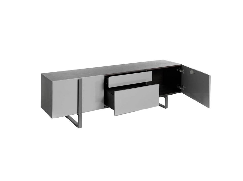 TV Unit in lacquered Mdf with black steel frame TV Unit in lacquered Mdf with black steel frame