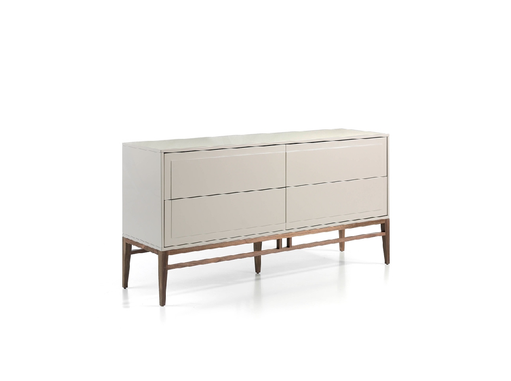 4-drawer sideboard with wooden legs walnut-veneered 4-drawer sideboard with wooden legs walnut-veneered
