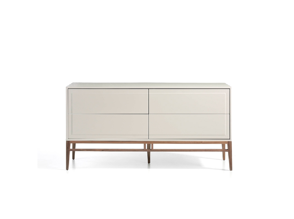 4-drawer sideboard with wooden legs walnut-veneered 4-drawer sideboard with wooden legs walnut-veneered