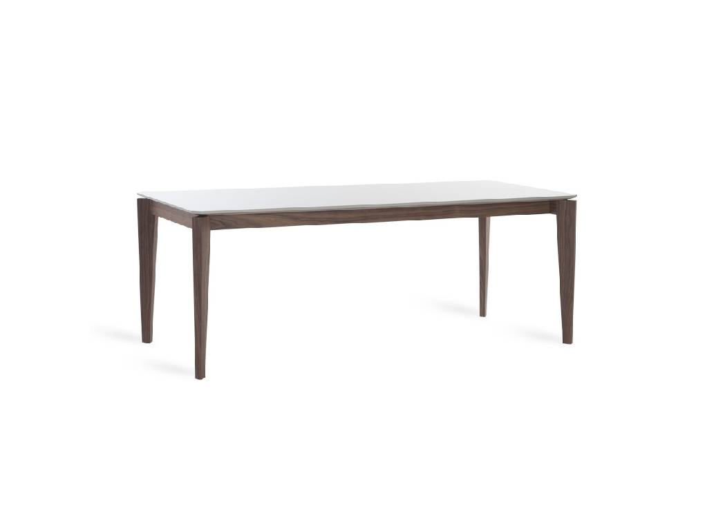 Dining table manufactured in wood with walnut plating Dining table manufactured in wood with walnut plating