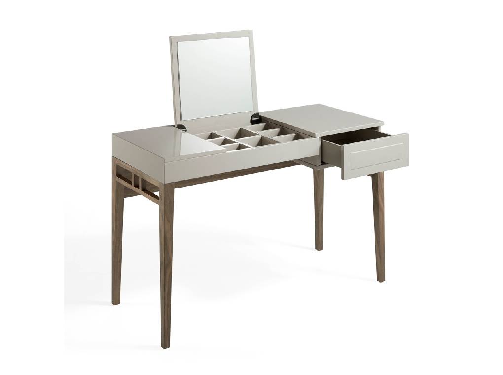 Foggy Wooden Dressing Table with Flip-Up Mirror and Jewelry Box