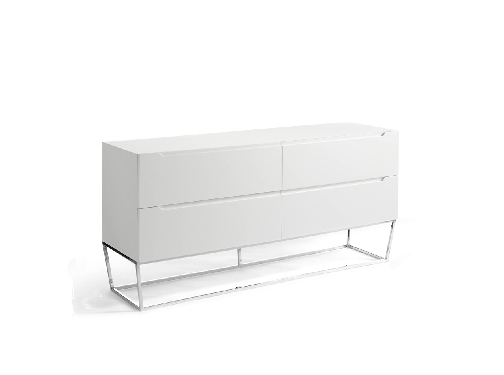 4 drawers sideboard made of lacquered MDF with stainless steel chromed legs 4 drawers sideboard made of lacquered MDF with stainless steel chromed legs