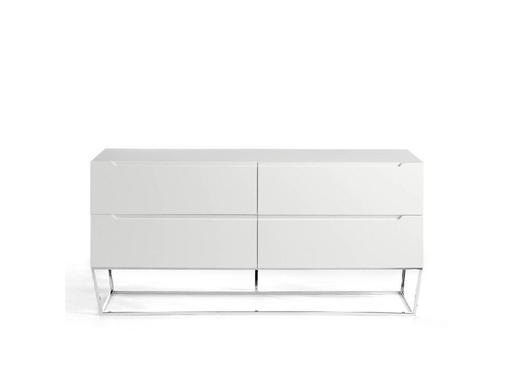 4 drawers sideboard made of lacquered MDF with stainless steel chromed legs 4 drawers sideboard made of lacquered MDF with stainless steel chromed legs