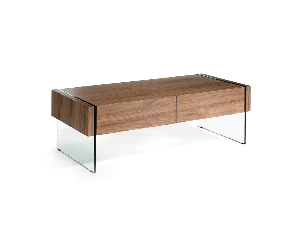 Walnut wood coffee table and tempered glass Walnut wood coffee table and tempered glass
