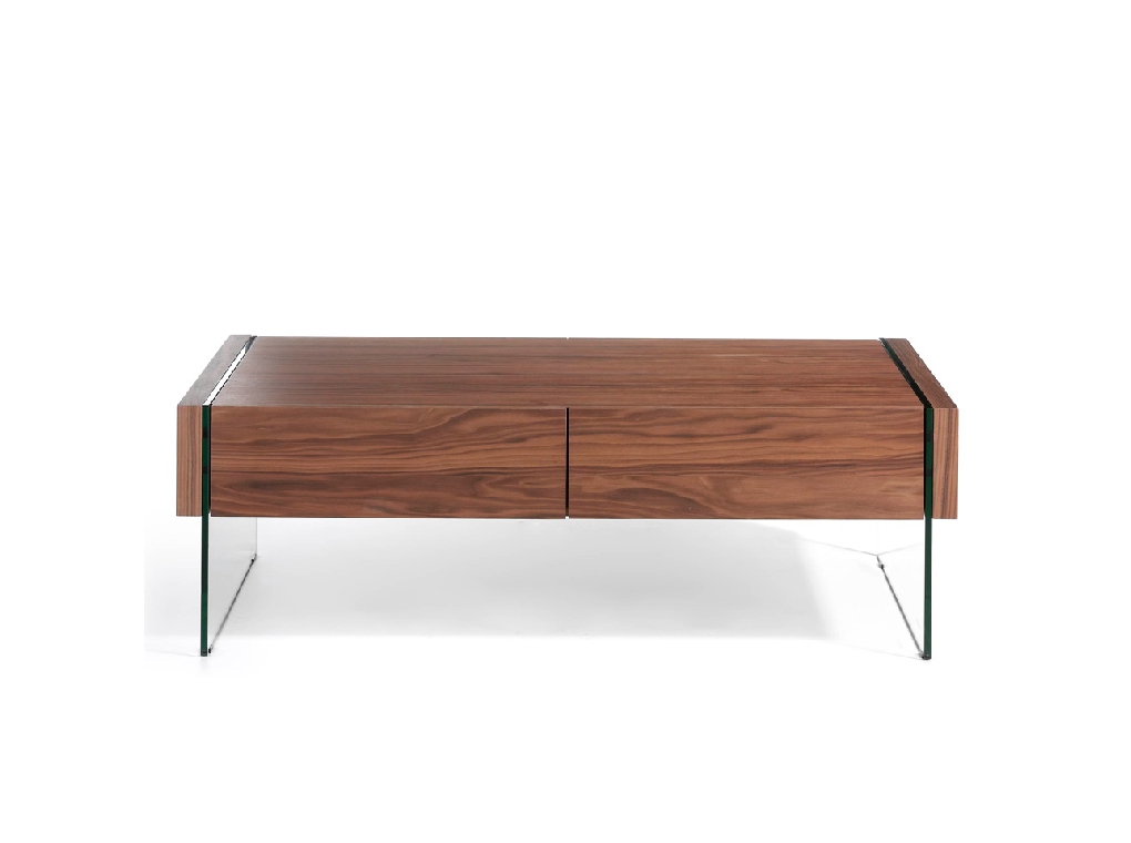 Walnut wood coffee table and tempered glass Walnut wood coffee table and tempered glass