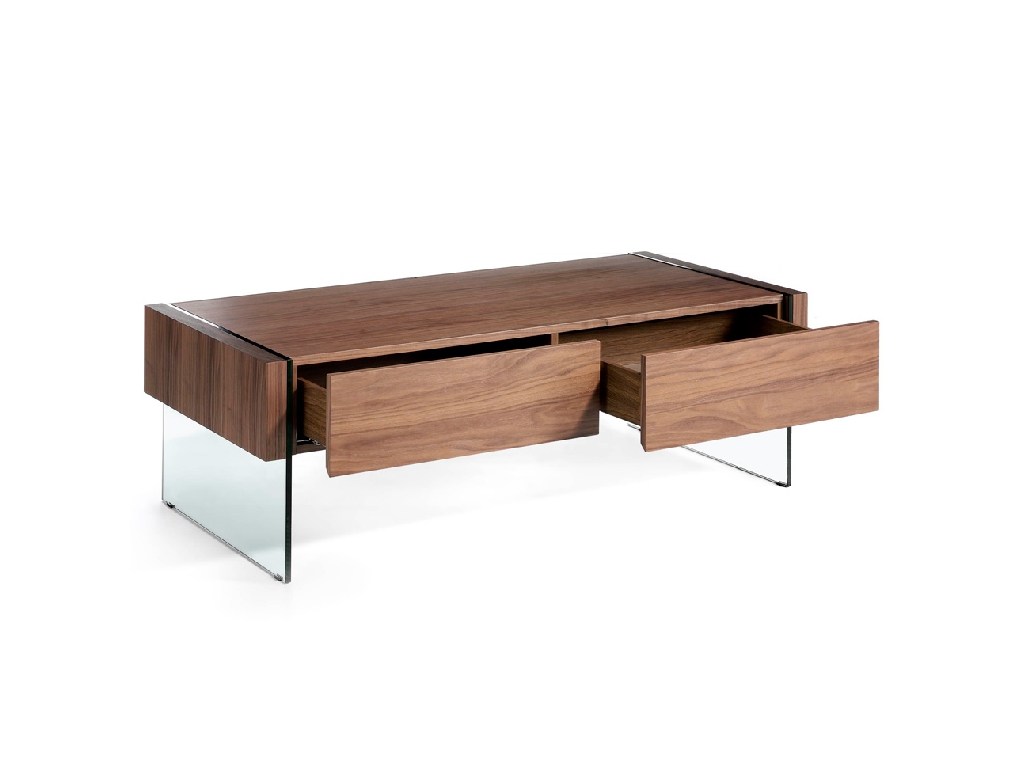 Walnut wood coffee table and tempered glass Walnut wood coffee table and tempered glass