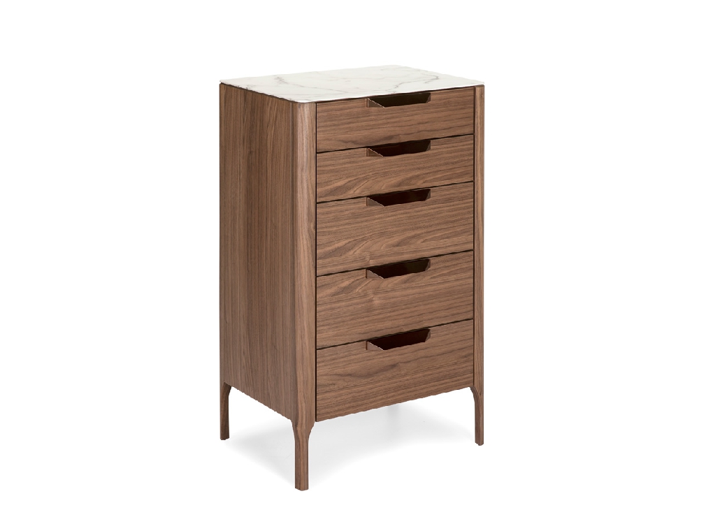 Walnut wood and marble imitation glass chiffonier Walnut wood and marble imitation glass chiffonier