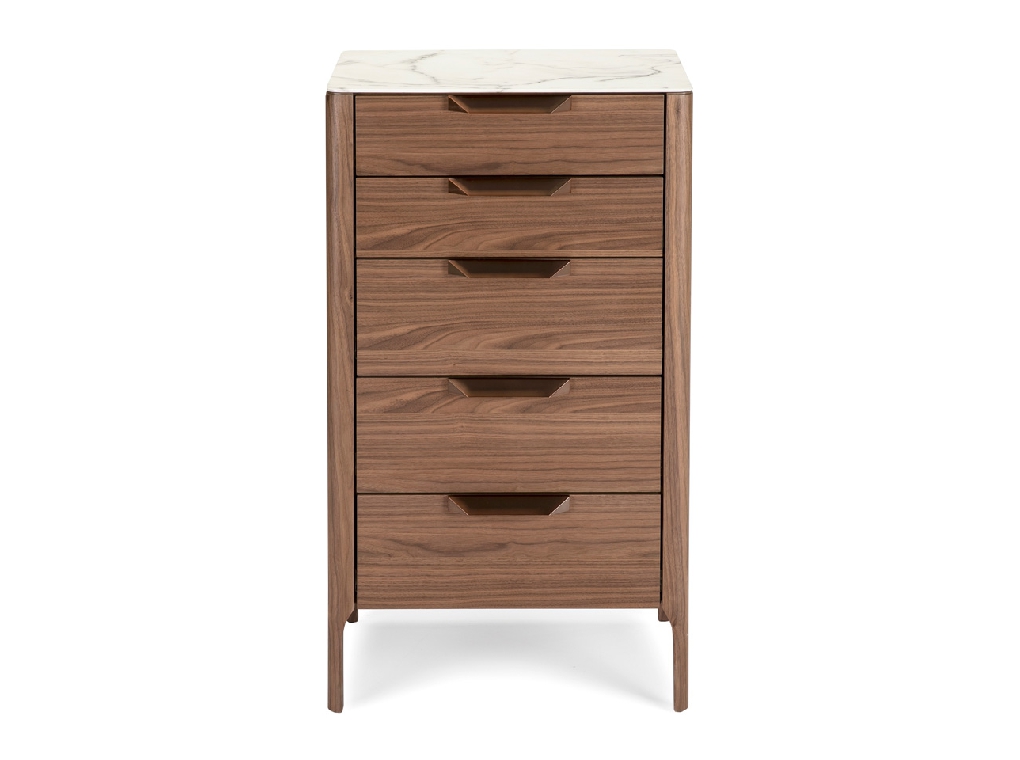 Walnut wood and marble imitation glass chiffonier Walnut wood and marble imitation glass chiffonier