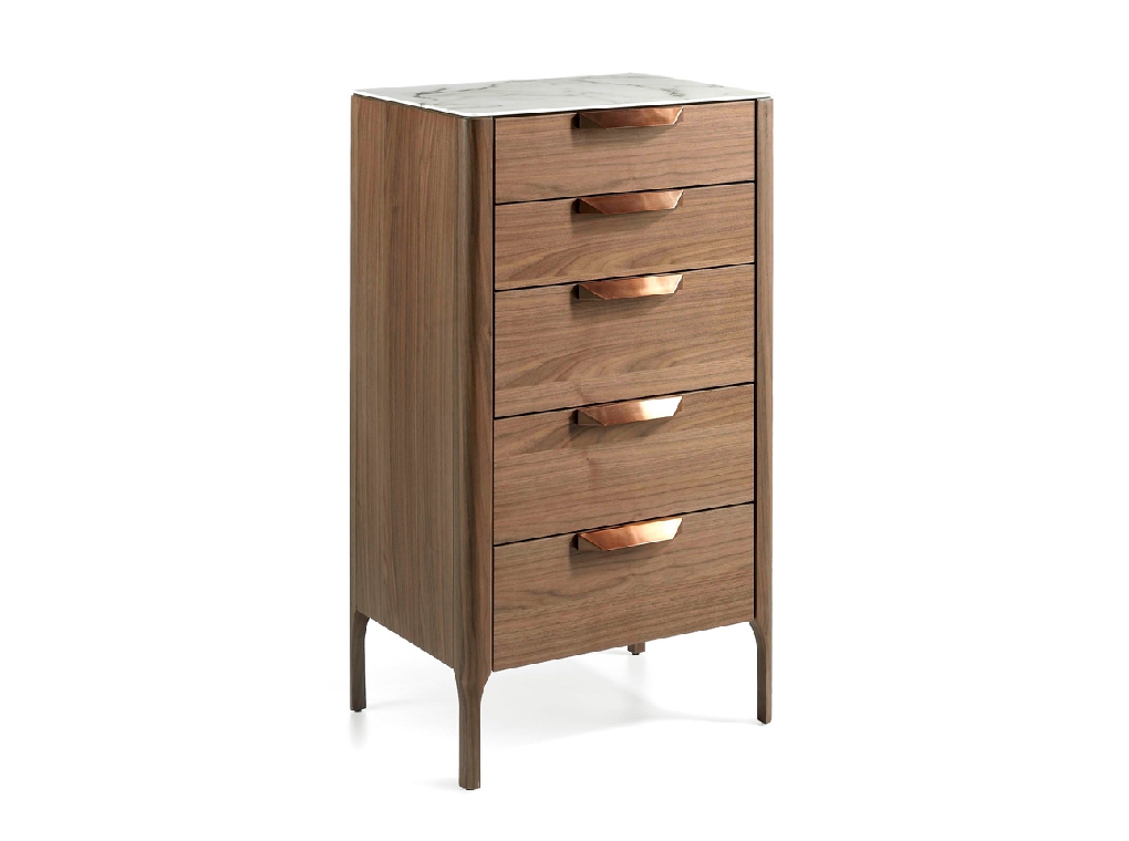 Walnut wood and marble imitation glass chiffonier Walnut wood and marble imitation glass chiffonier