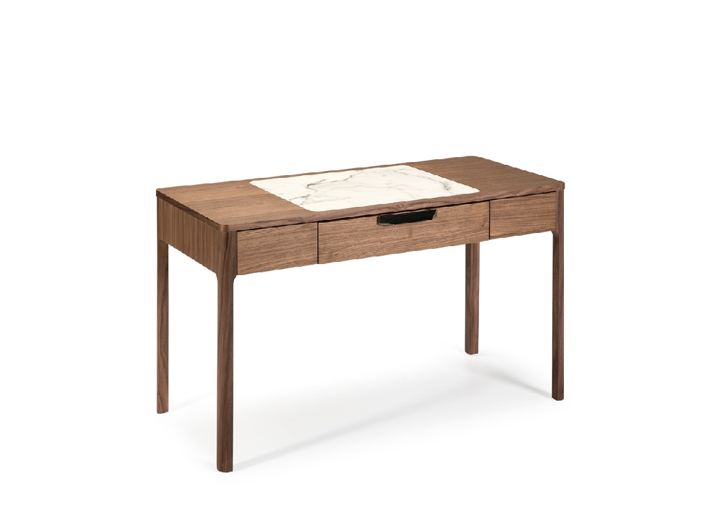Office desk with drawer made of walnut-veneered wood Office desk with drawer made of walnut-veneered wood