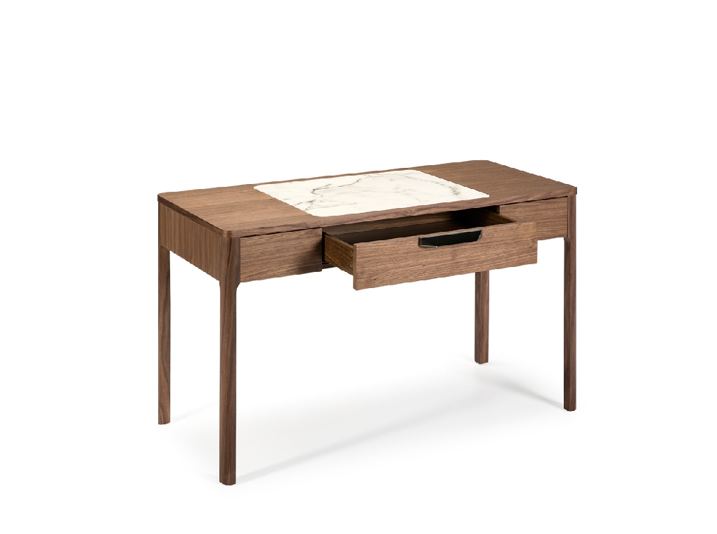 Office desk with drawer made of walnut-veneered wood Office desk with drawer made of walnut-veneered wood