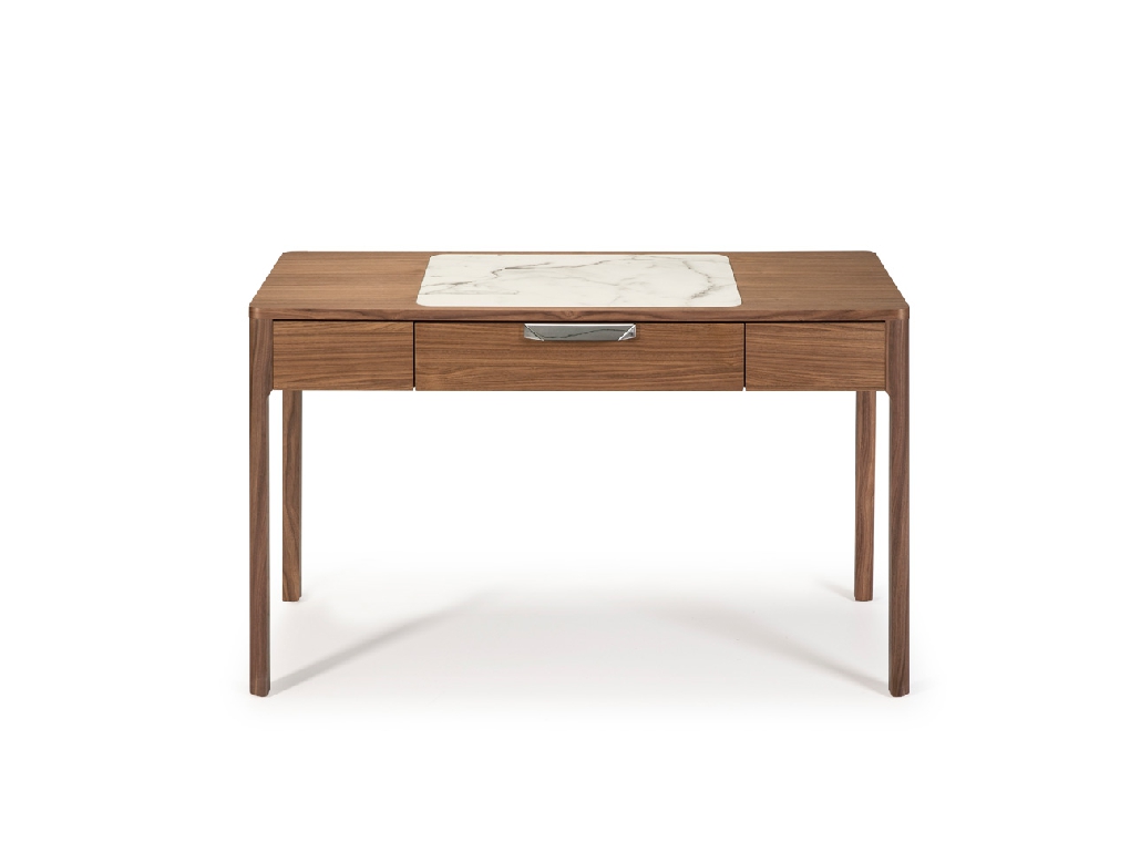 Office desk with drawer made of walnut-veneered wood Office desk with drawer made of walnut-veneered wood