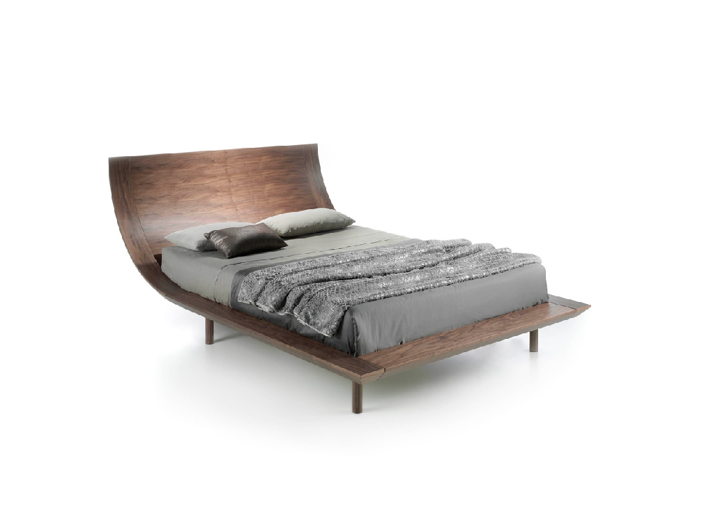 Wooden bed veneered in Nogal Wooden bed veneered in Nogal