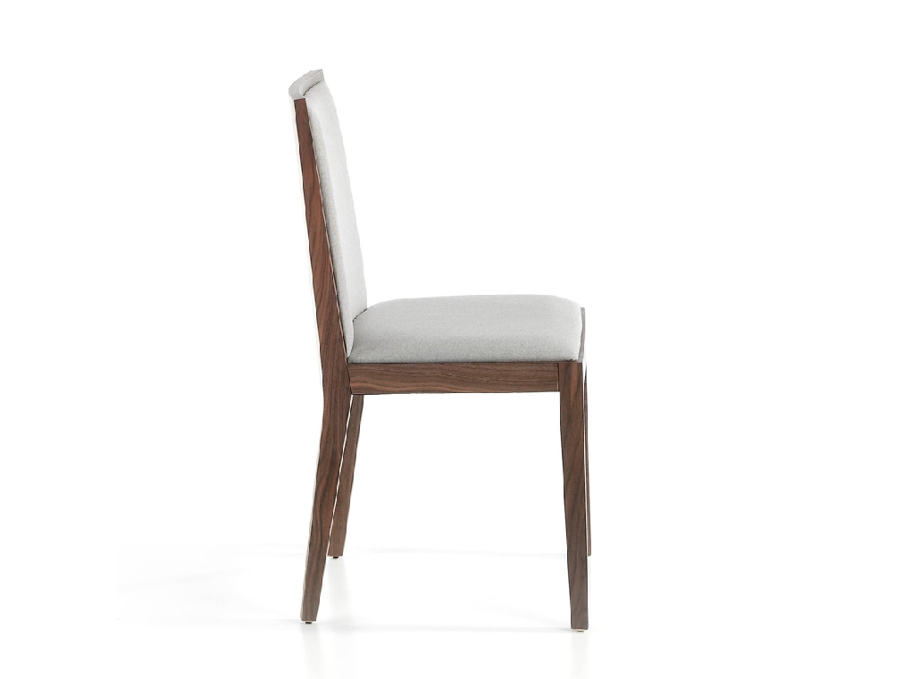 Upholstered chair in fabric in walnut veneered wood Upholstered chair in fabric in walnut veneered wood